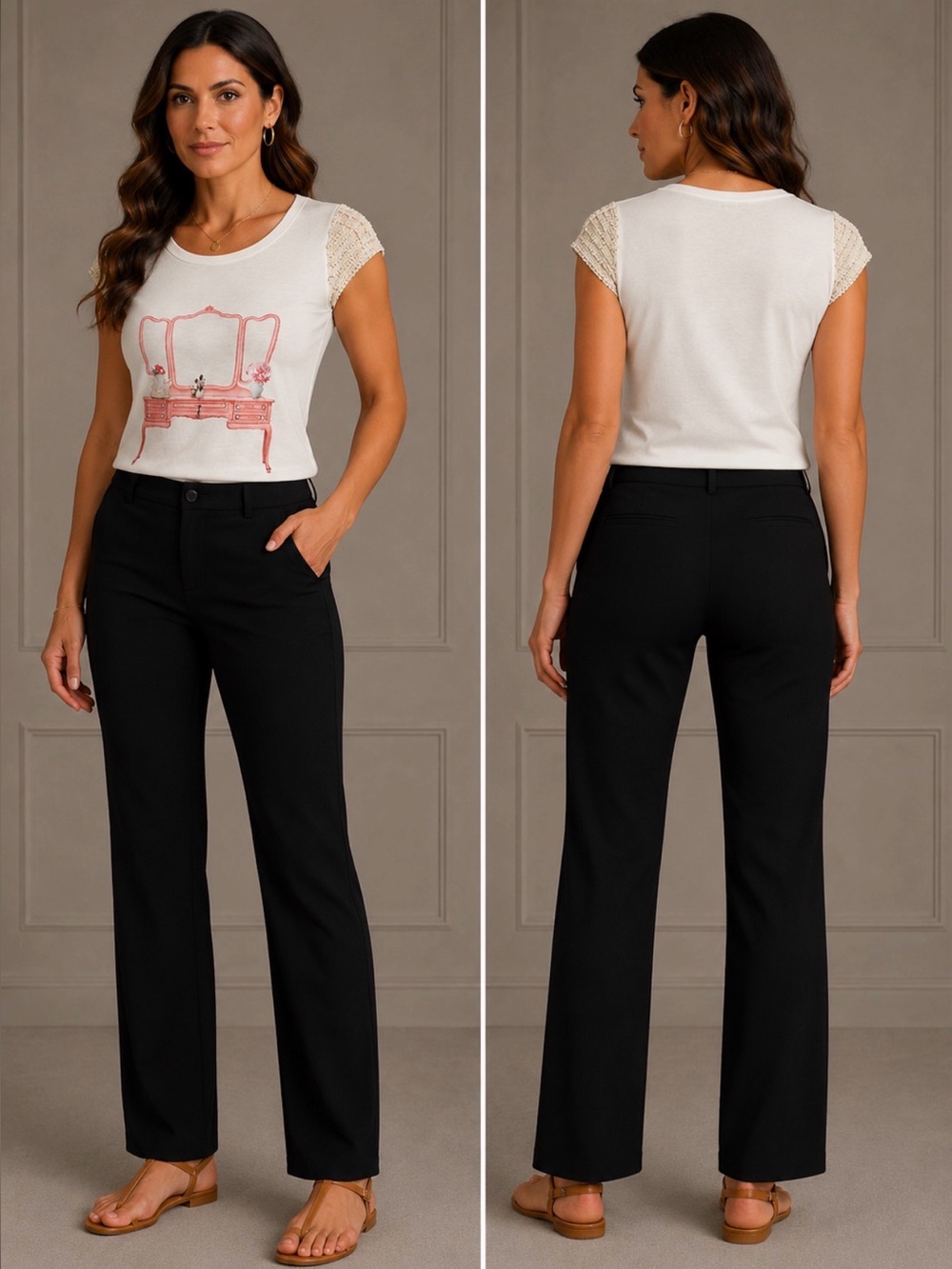 Elegant White and Pink Short Sleeve Tee